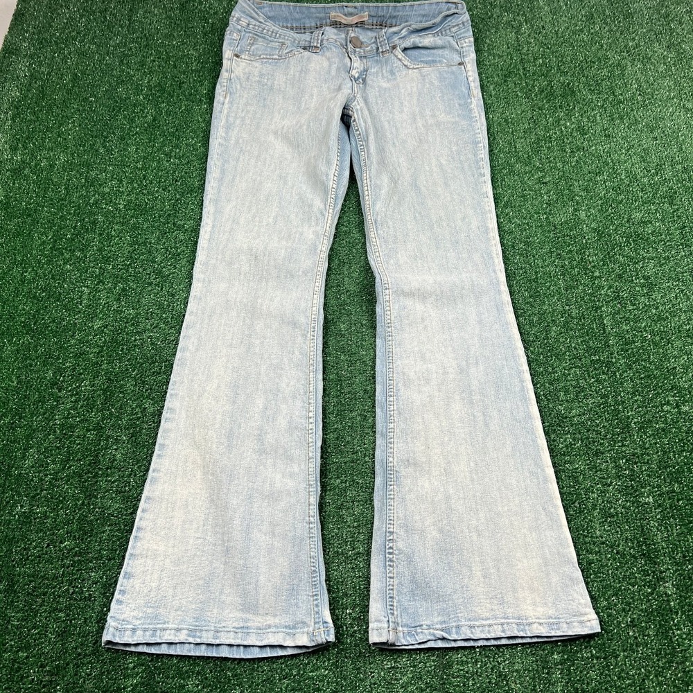 VTG No Boundaries Jeans Women's 11 31x30" Light Wash Flare Low Rise Stretch Y2K